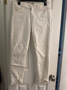 PAIGE White Raw Hem Skinny Jeans
